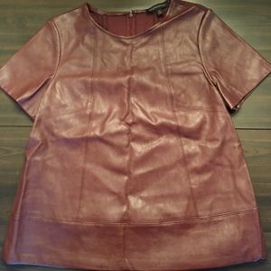 Banana Republic Maroon Leather SS Top